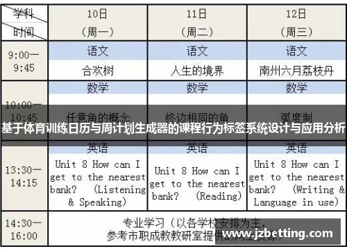 基于体育训练日历与周计划生成器的课程行为标签系统设计与应用分析